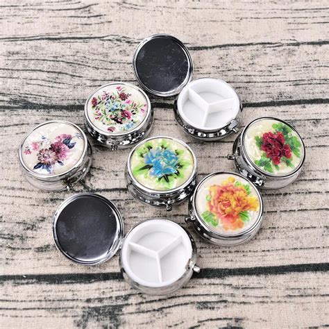 small round metal pill box|small metal pill containers.